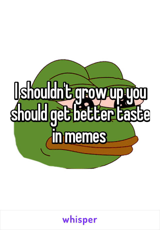 I shouldn't grow up you should get better taste in memes 