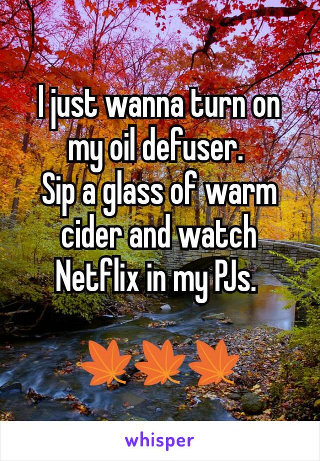 I just wanna turn on my oil defuser. 
Sip a glass of warm cider and watch Netflix in my PJs. 

🍁🍁🍁