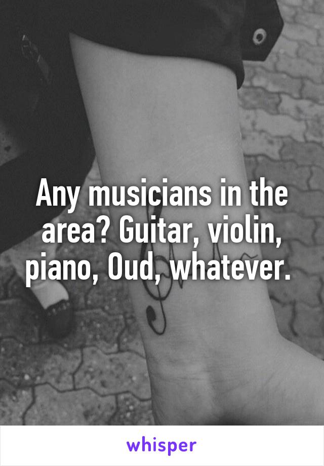 Any musicians in the area? Guitar, violin, piano, Oud, whatever. 