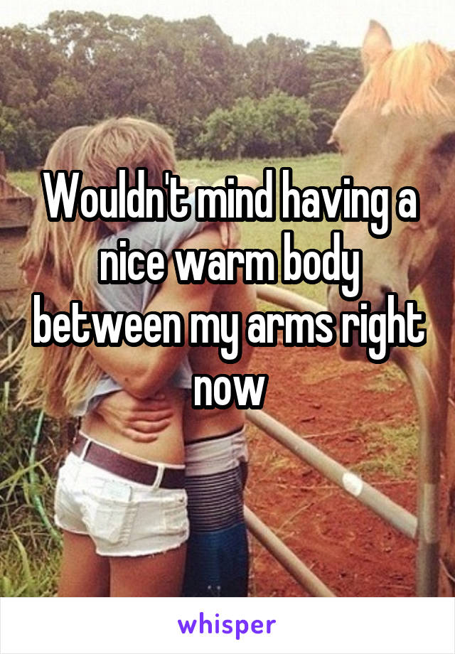 Wouldn't mind having a nice warm body between my arms right now
