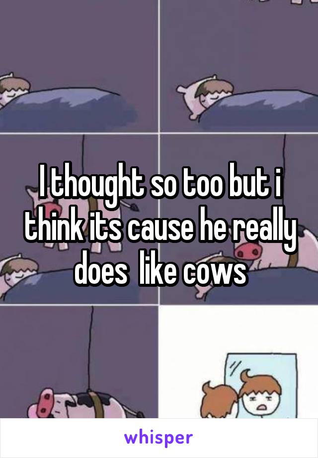 I thought so too but i think its cause he really does  like cows