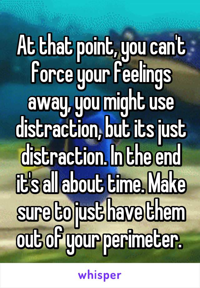 At that point, you can't force your feelings away, you might use distraction, but its just distraction. In the end it's all about time. Make sure to just have them out of your perimeter. 