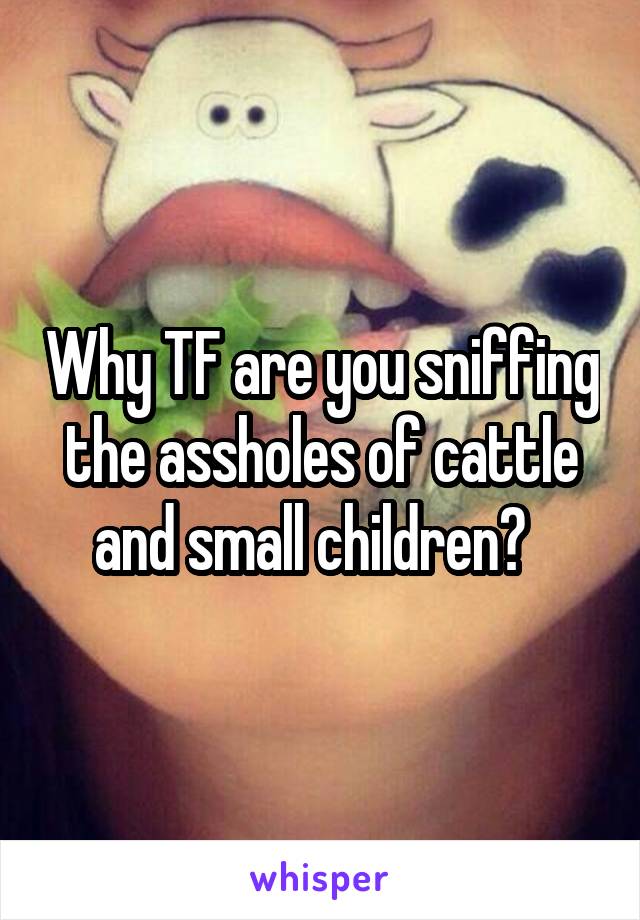 Why TF are you sniffing the assholes of cattle and small children?  