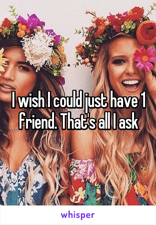 I wish I could just have 1 friend. That's all I ask