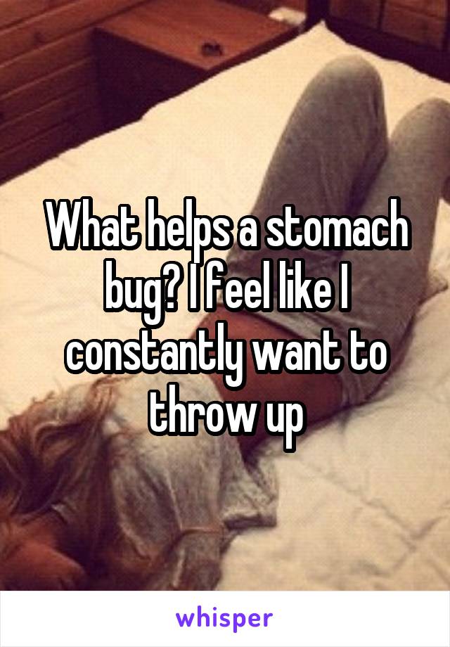 What helps a stomach bug? I feel like I constantly want to throw up