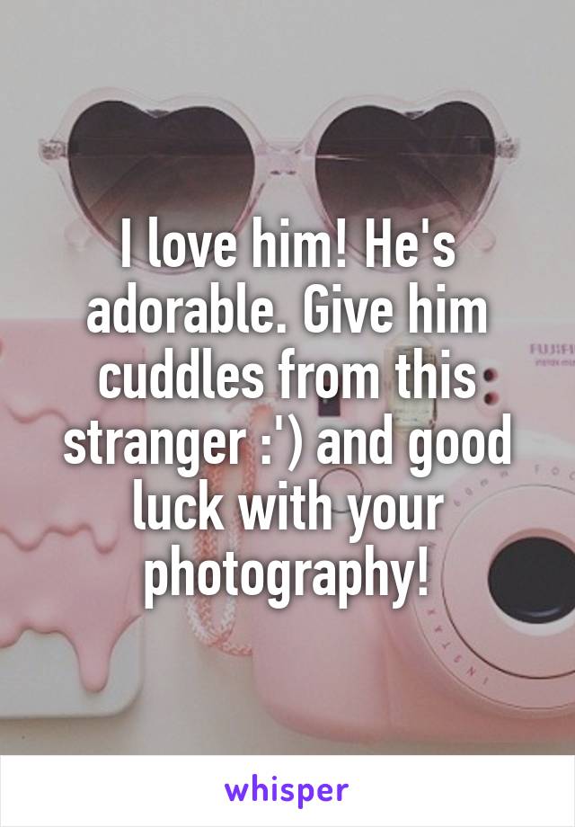 I love him! He's adorable. Give him cuddles from this stranger :') and good luck with your photography!