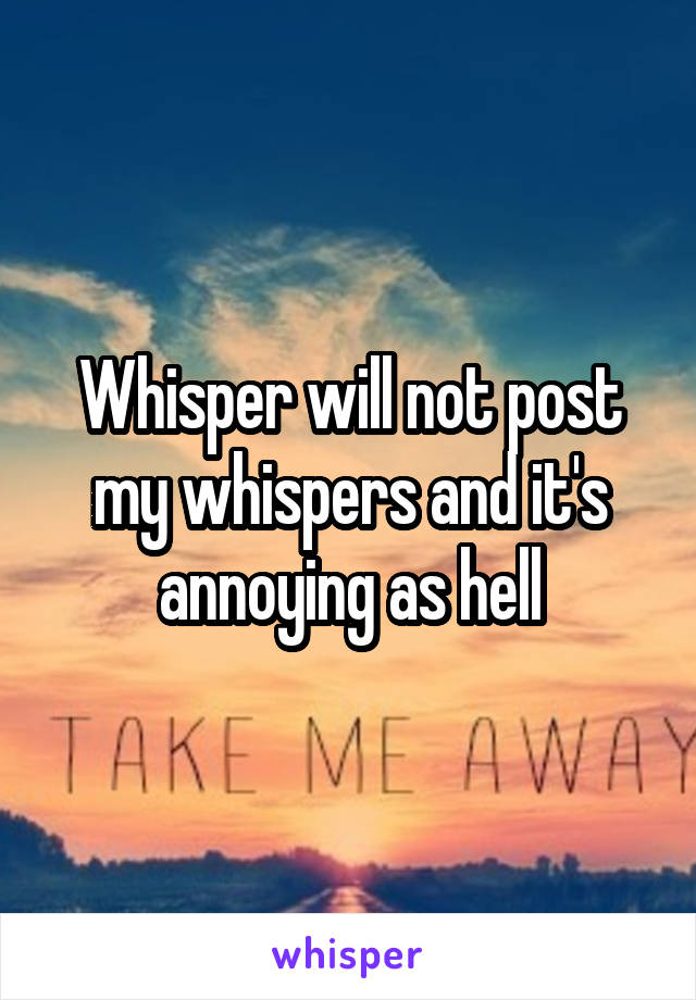 Whisper will not post my whispers and it's annoying as hell