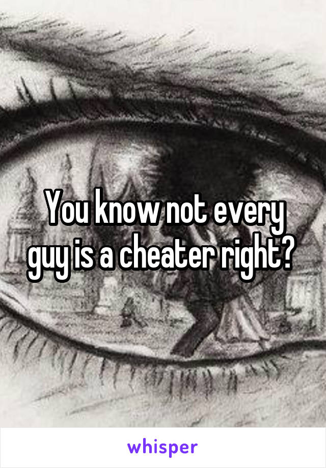 You know not every guy is a cheater right? 