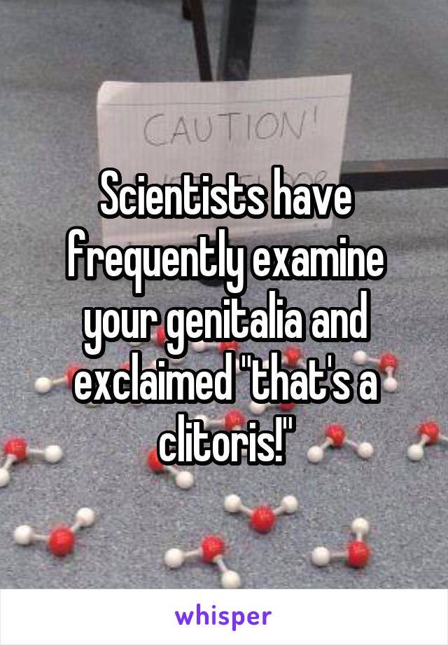 Scientists have frequently examine your genitalia and exclaimed "that's a clitoris!"