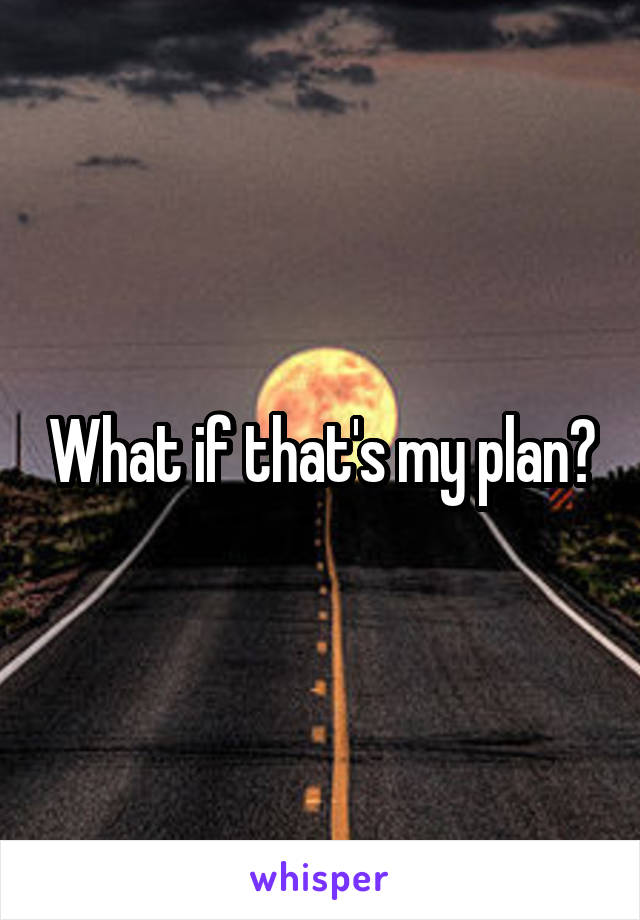 What if that's my plan?
