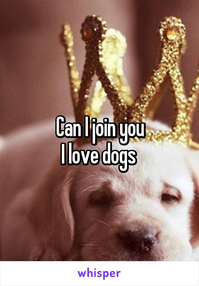 Can I join you
I love dogs 