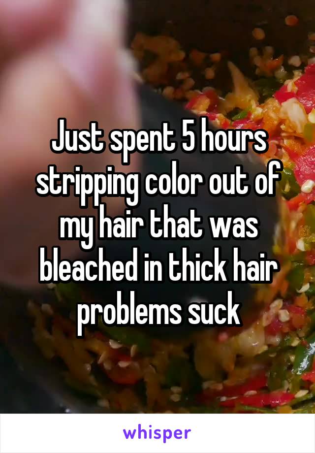 Just spent 5 hours stripping color out of my hair that was bleached in thick hair problems suck