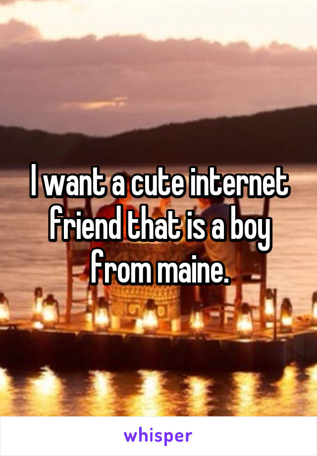 I want a cute internet friend that is a boy from maine.