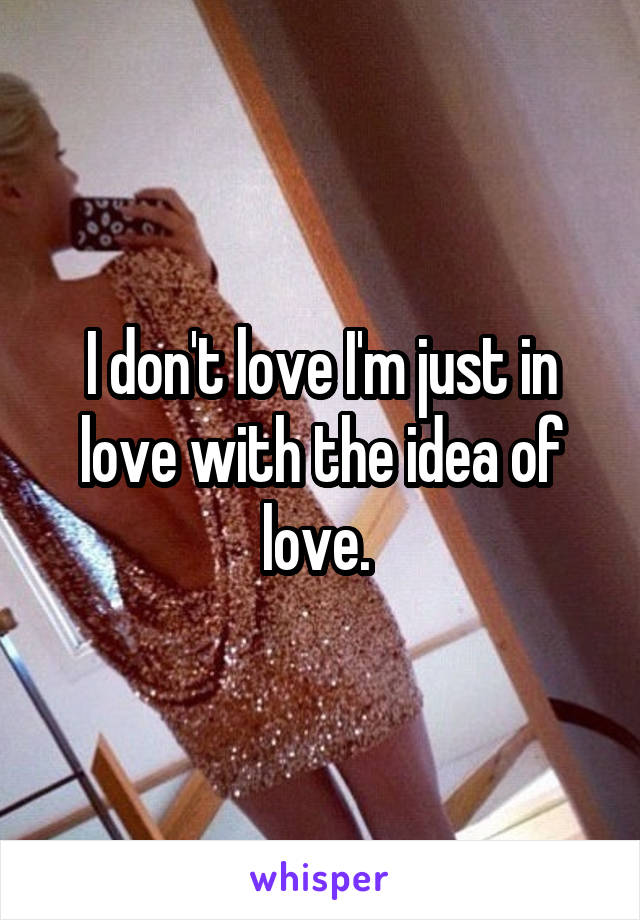 I don't love I'm just in love with the idea of love. 