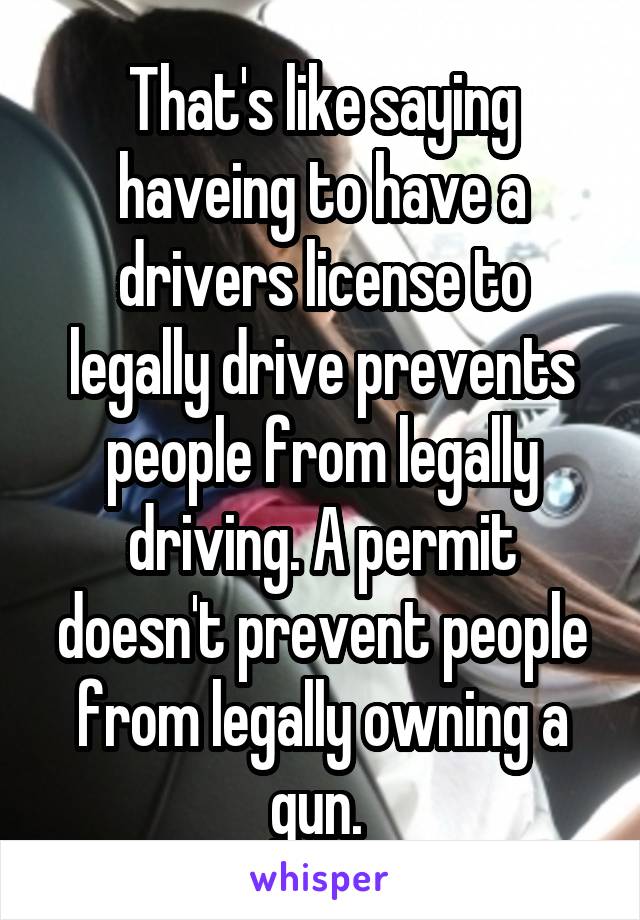 That's like saying haveing to have a drivers license to legally drive prevents people from legally driving. A permit doesn't prevent people from legally owning a gun. 