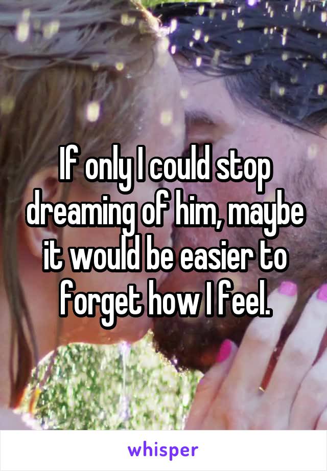 If only I could stop dreaming of him, maybe it would be easier to forget how I feel.