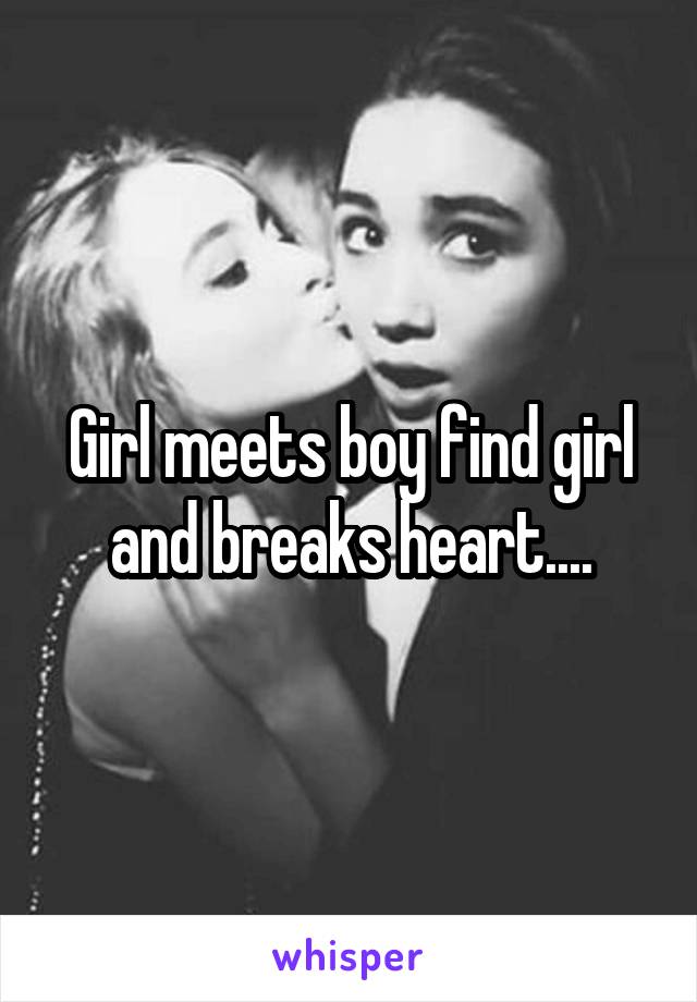 Girl meets boy find girl and breaks heart....