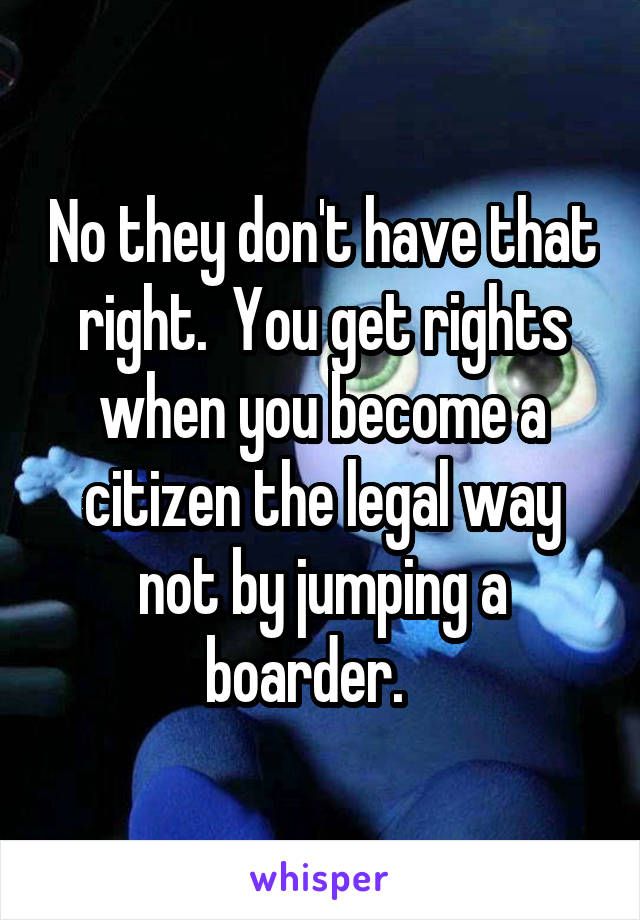 No they don't have that right.  You get rights when you become a citizen the legal way not by jumping a boarder.   