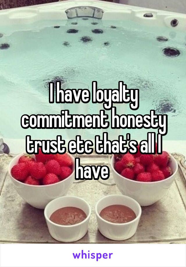 I have loyalty commitment honesty trust etc that's all I have 