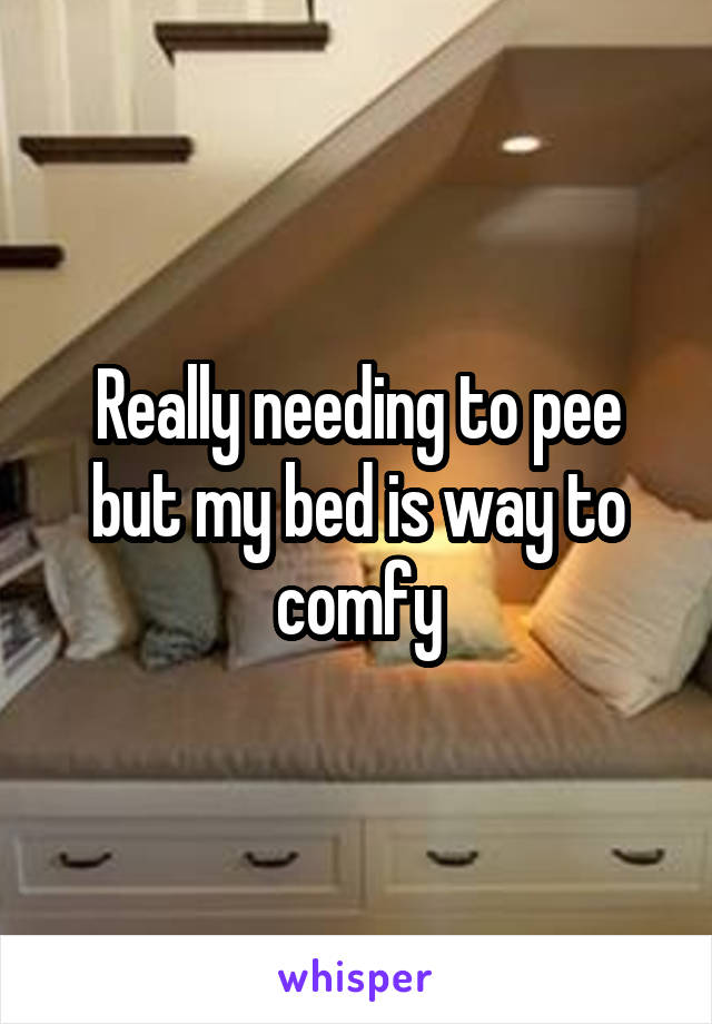 Really needing to pee but my bed is way to comfy