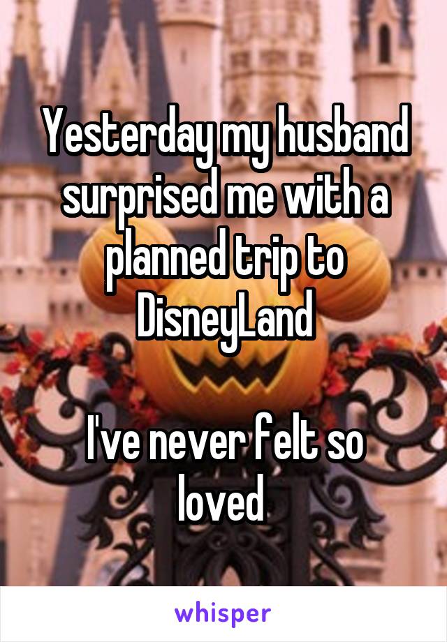 Yesterday my husband surprised me with a planned trip to DisneyLand

I've never felt so loved 