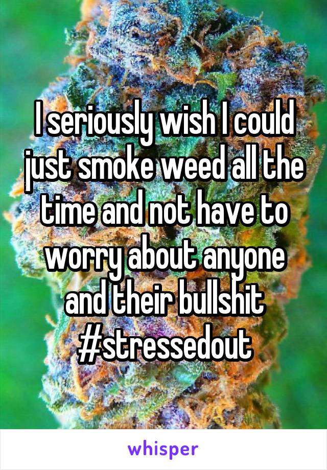 I seriously wish I could just smoke weed all the time and not have to worry about anyone and their bullshit #stressedout