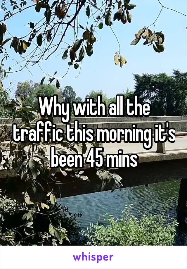 Why with all the traffic this morning it's been 45 mins