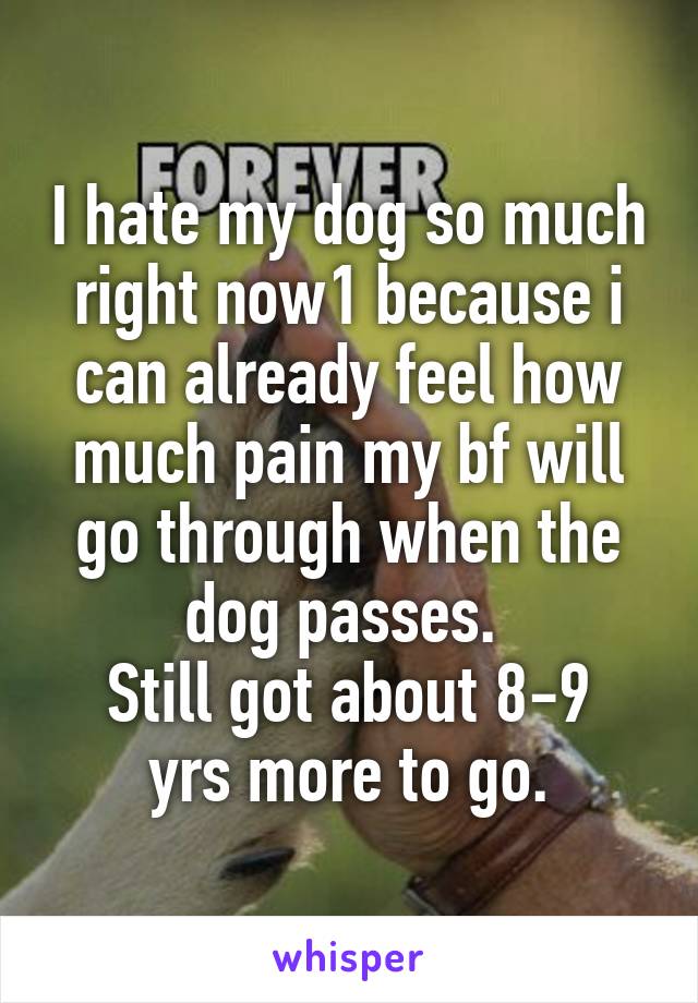 I hate my dog so much right now1 because i can already feel how much pain my bf will go through when the dog passes. 
Still got about 8-9 yrs more to go.