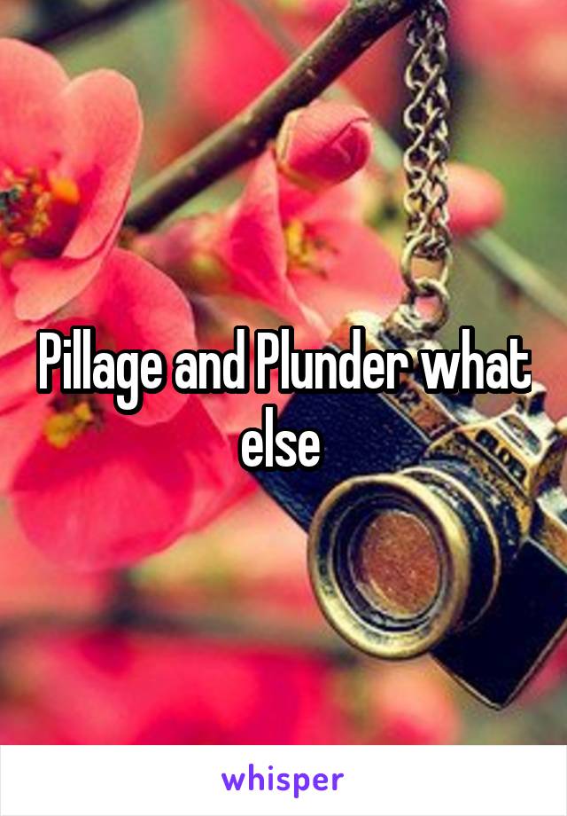 Pillage and Plunder what else 