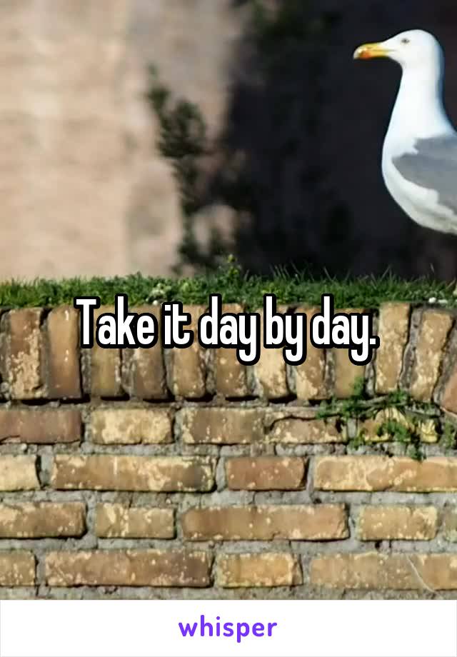 Take it day by day. 
