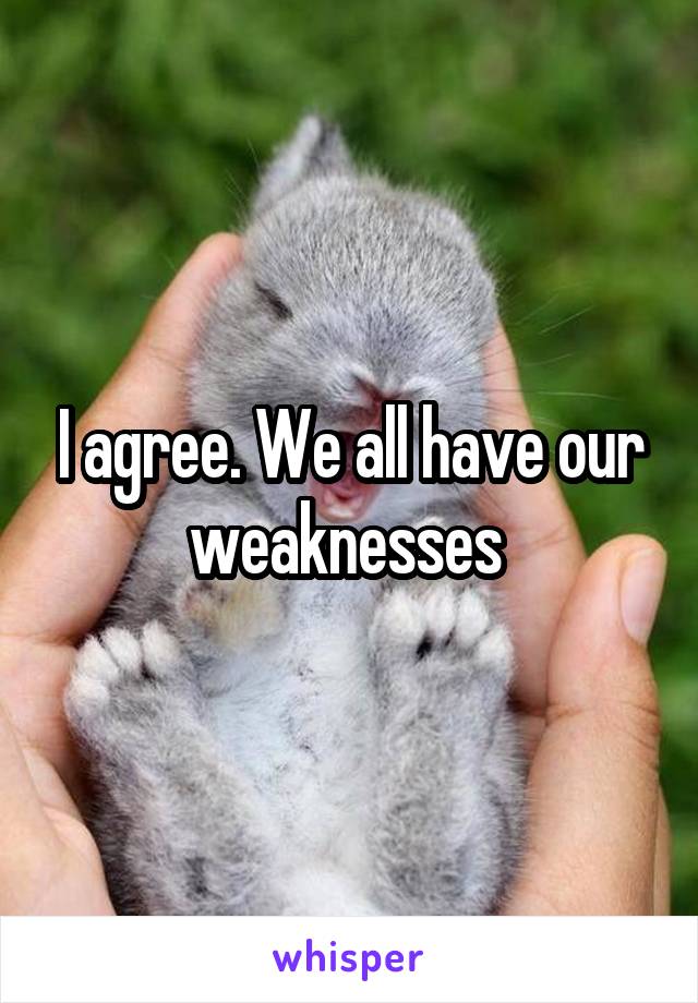 I agree. We all have our weaknesses 