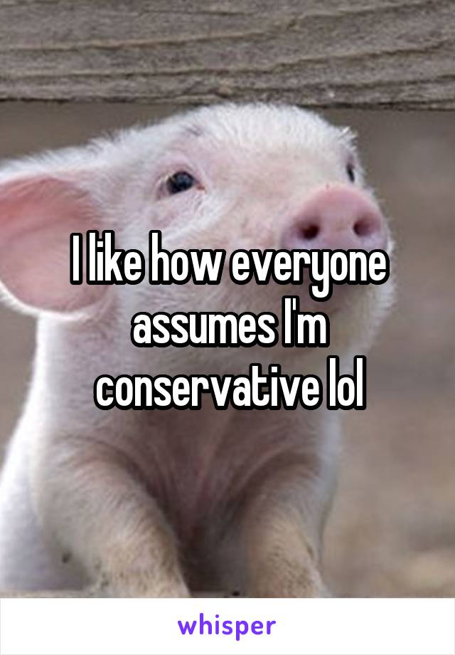 I like how everyone assumes I'm conservative lol