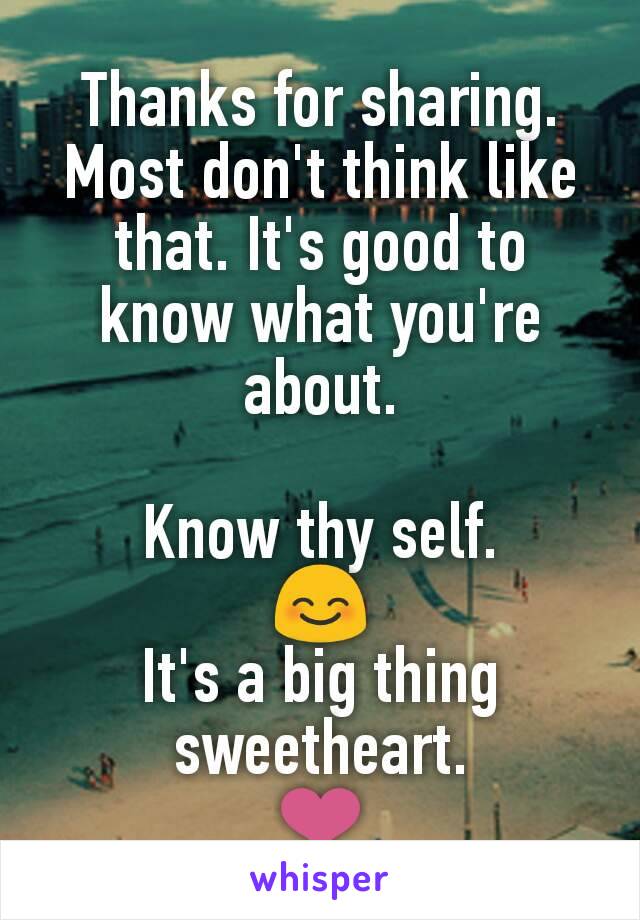 Thanks for sharing. Most don't think like that. It's good to know what you're about.

Know thy self.
😊
It's a big thing sweetheart.
❤