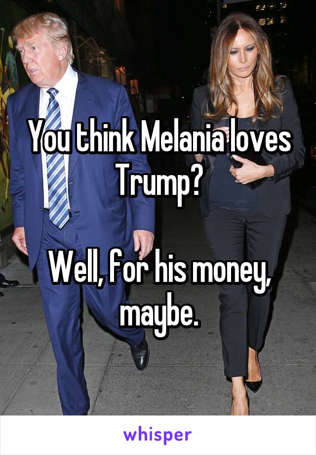 You think Melania loves Trump?

Well, for his money, maybe.