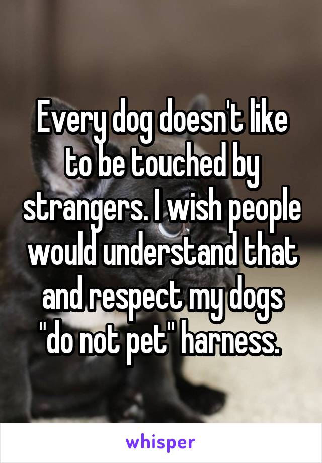 Every dog doesn't like to be touched by strangers. I wish people would