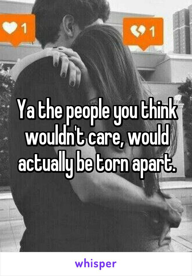 Ya the people you think wouldn't care, would actually be torn apart.