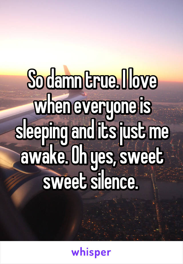 So damn true. I love when everyone is sleeping and its just me awake. Oh yes, sweet sweet silence. 