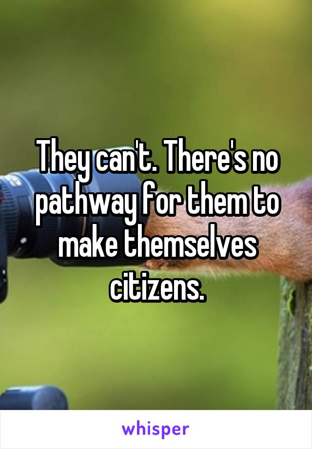 They can't. There's no pathway for them to make themselves citizens.