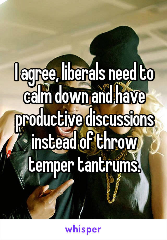 I agree, liberals need to calm down and have productive discussions instead of throw temper tantrums.