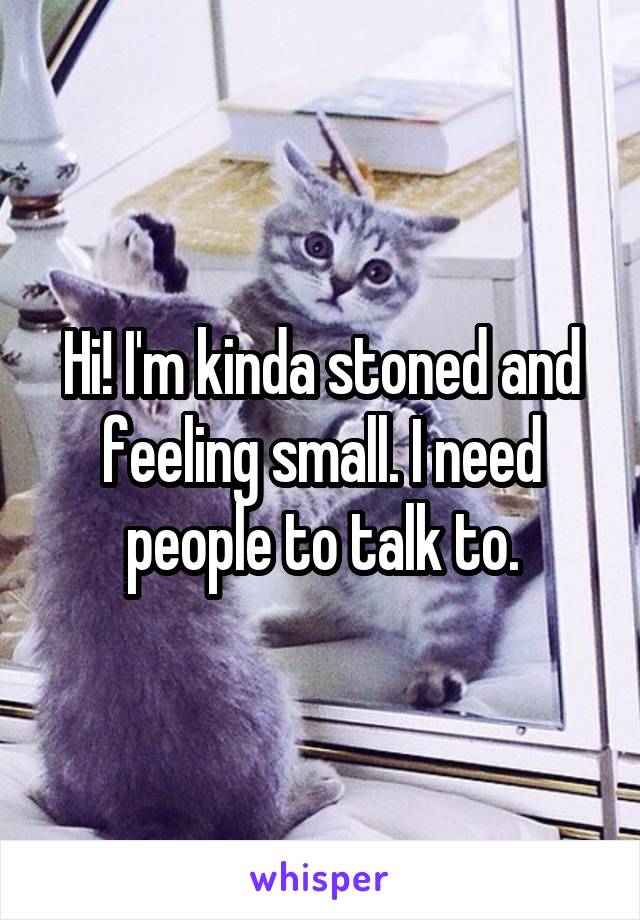 Hi! I'm kinda stoned and feeling small. I need people to talk to.