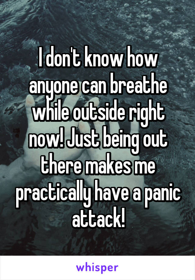 I don't know how anyone can breathe while outside right now! Just being out there makes me practically have a panic attack!