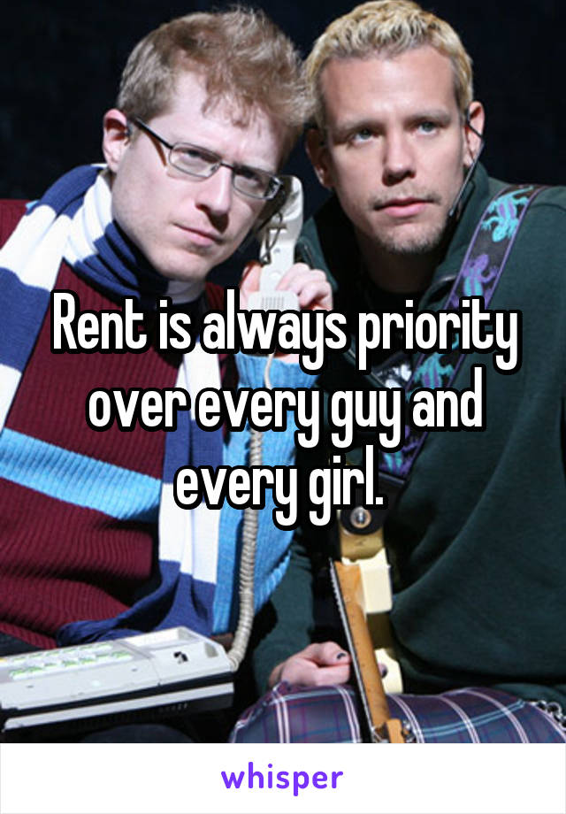 Rent is always priority over every guy and every girl. 