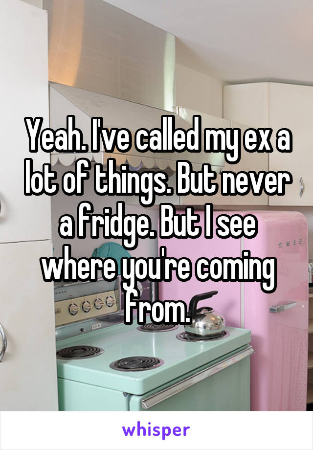 Yeah. I've called my ex a lot of things. But never a fridge. But I see where you're coming from.