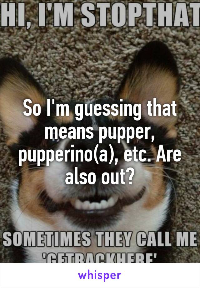 So I'm guessing that means pupper, pupperino(a), etc. Are also out?