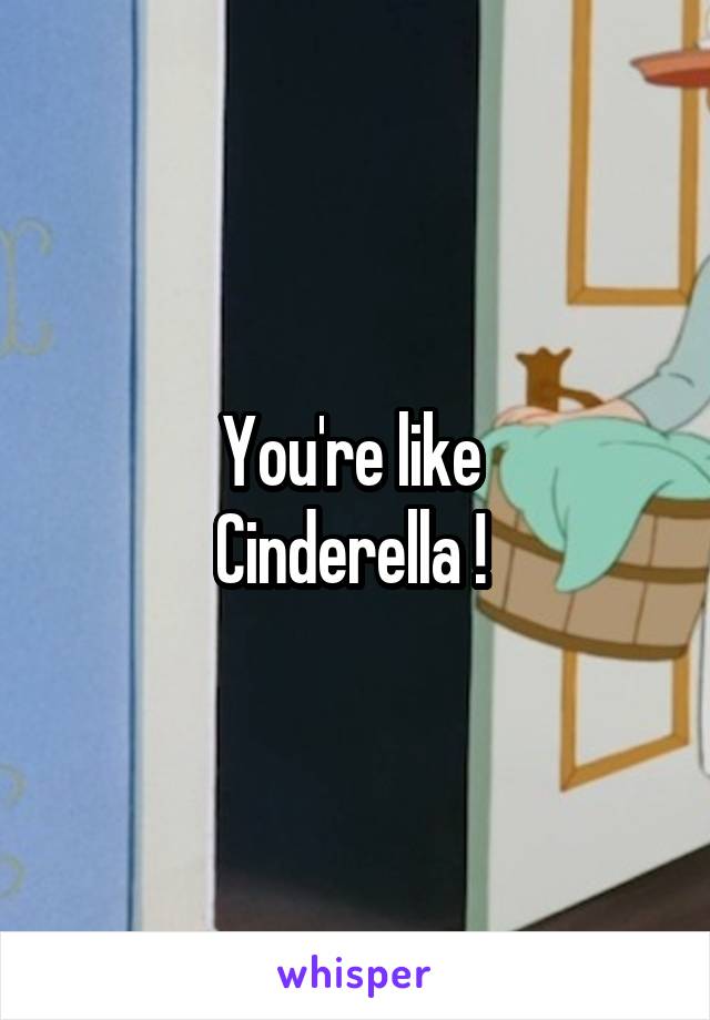 You're like 
Cinderella ! 