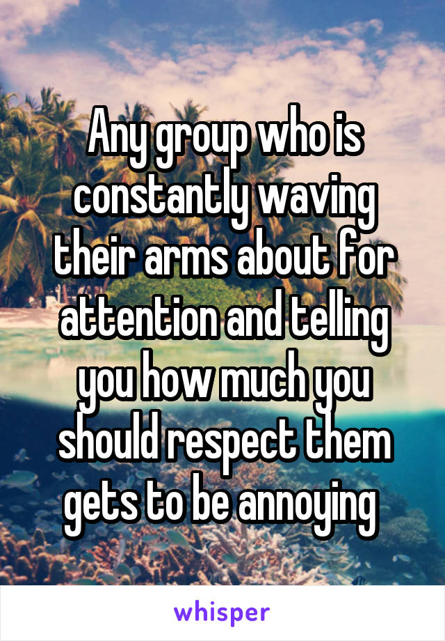 Any group who is constantly waving their arms about for attention and telling you how much you should respect them gets to be annoying 