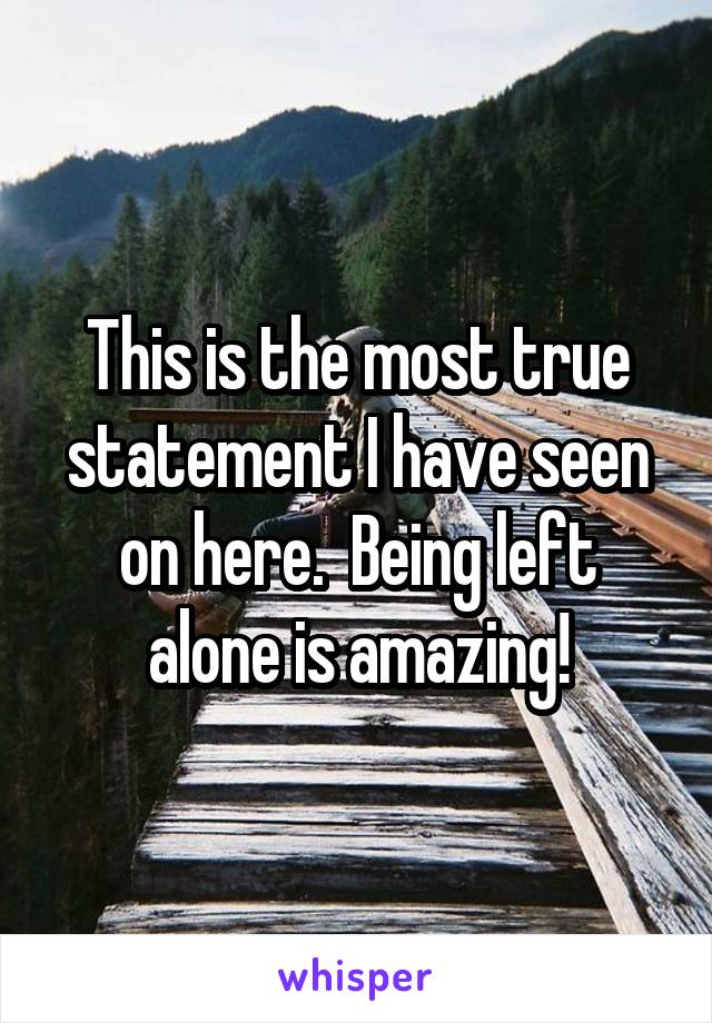 This is the most true statement I have seen on here.  Being left alone is amazing!
