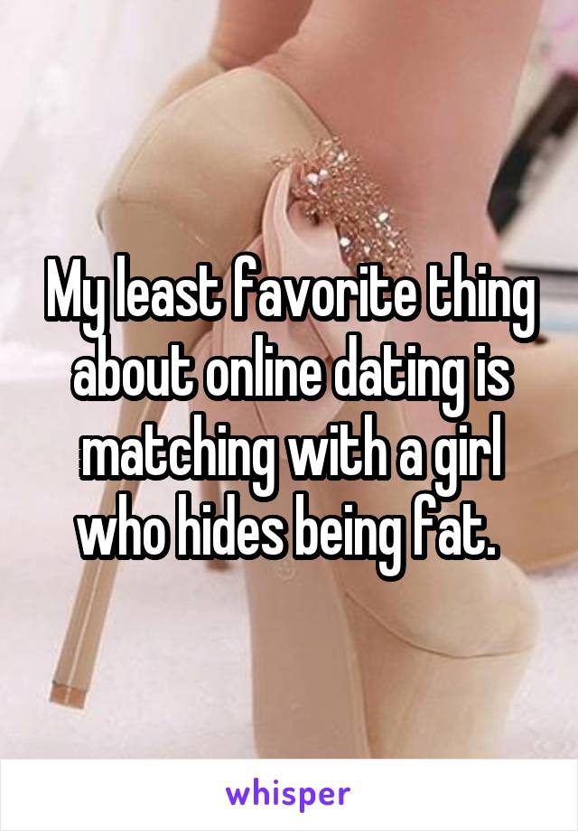My least favorite thing about online dating is matching with a girl who hides being fat. 