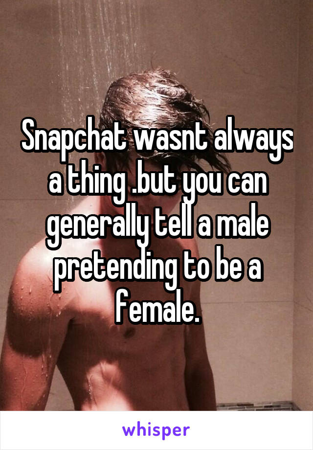 Snapchat wasnt always a thing .but you can generally tell a male pretending to be a female.