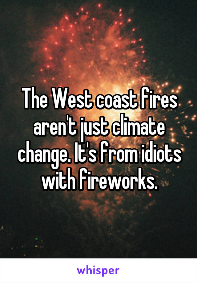The West coast fires aren't just climate change. It's from idiots with fireworks.